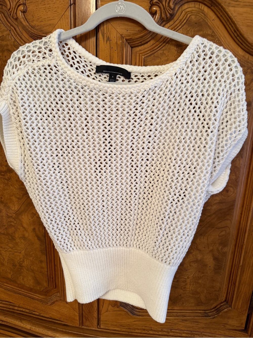 White House Black Market Cream Open-Knit Crewneck Sweater